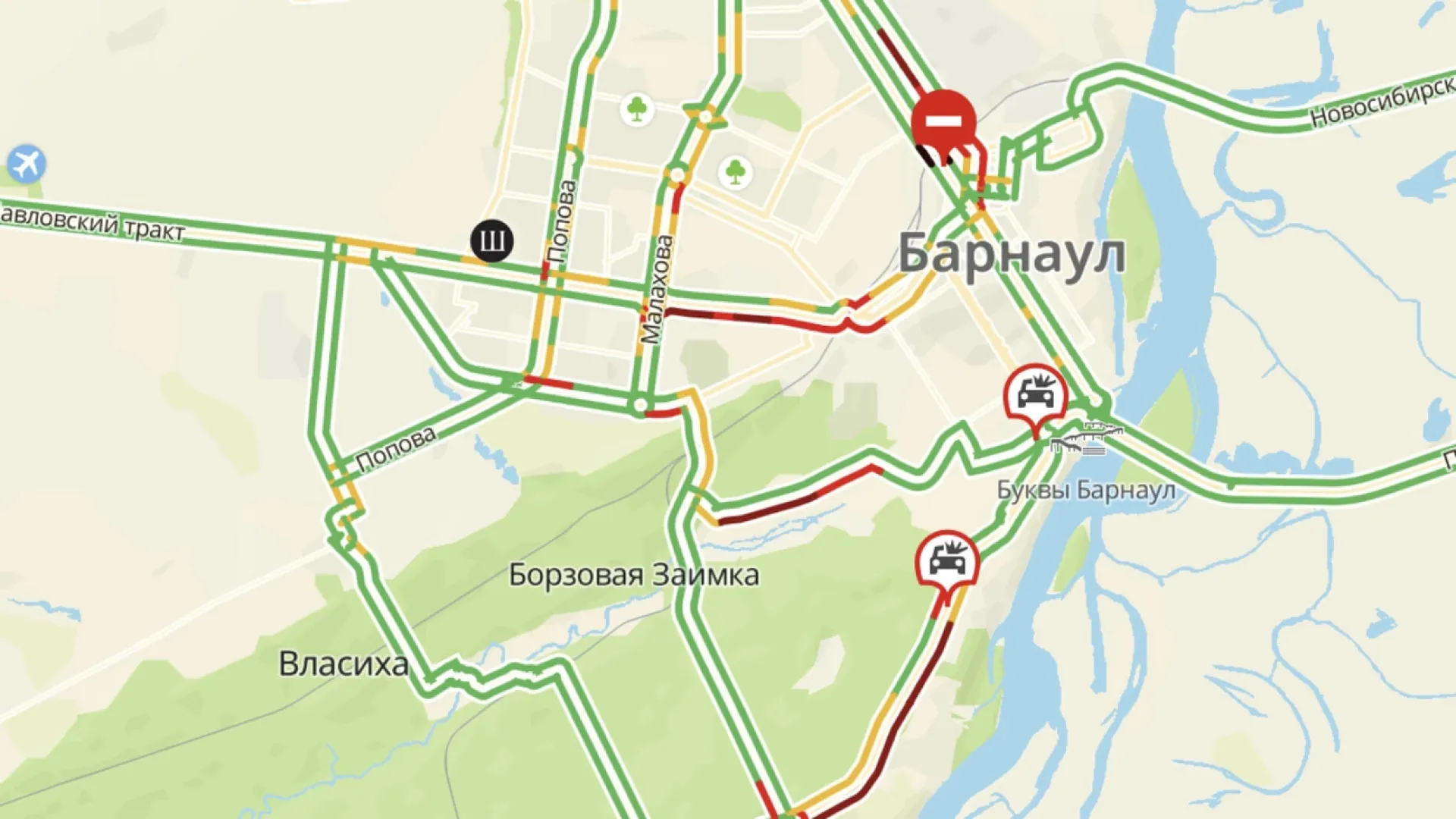 Пробки в девять баллов сковали Барнаул утром 23 января Пробки в девять баллов сковали Барнаул утром 23 января