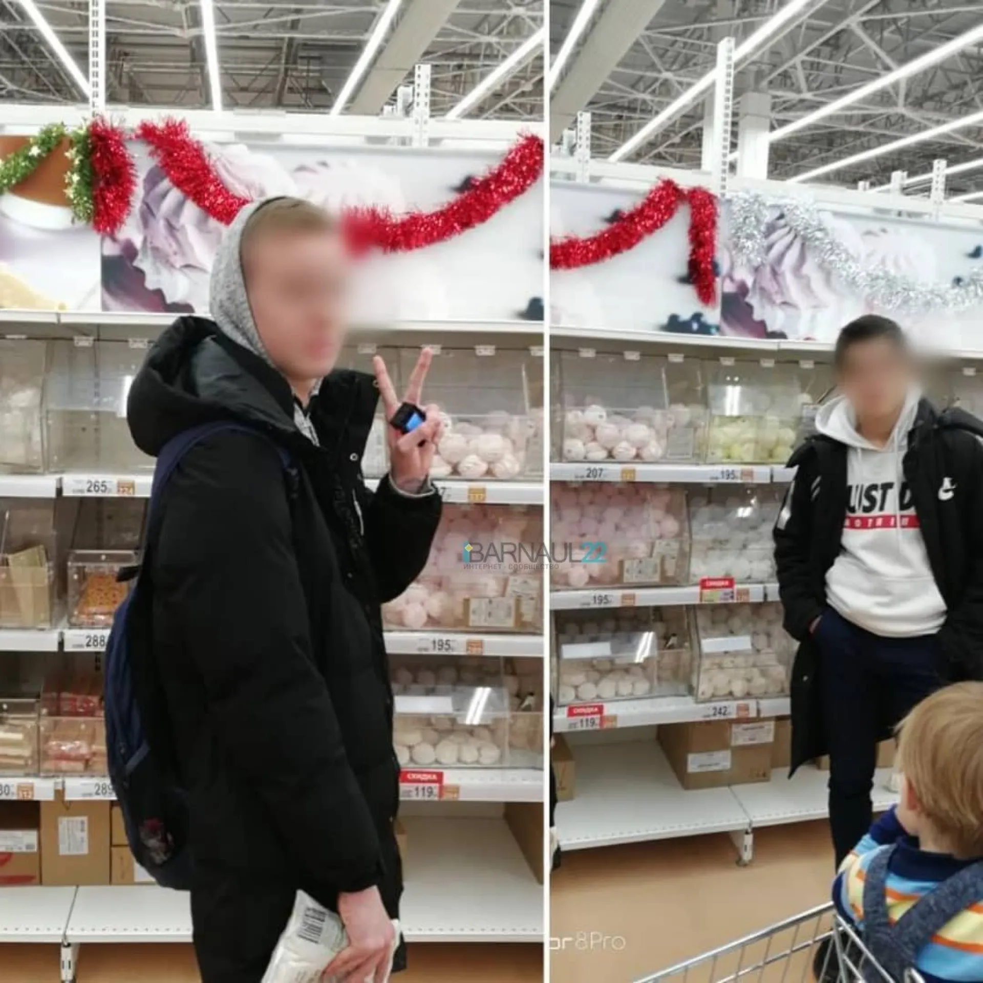 Барнаульские подростки пинали пачку макарон в супермаркете