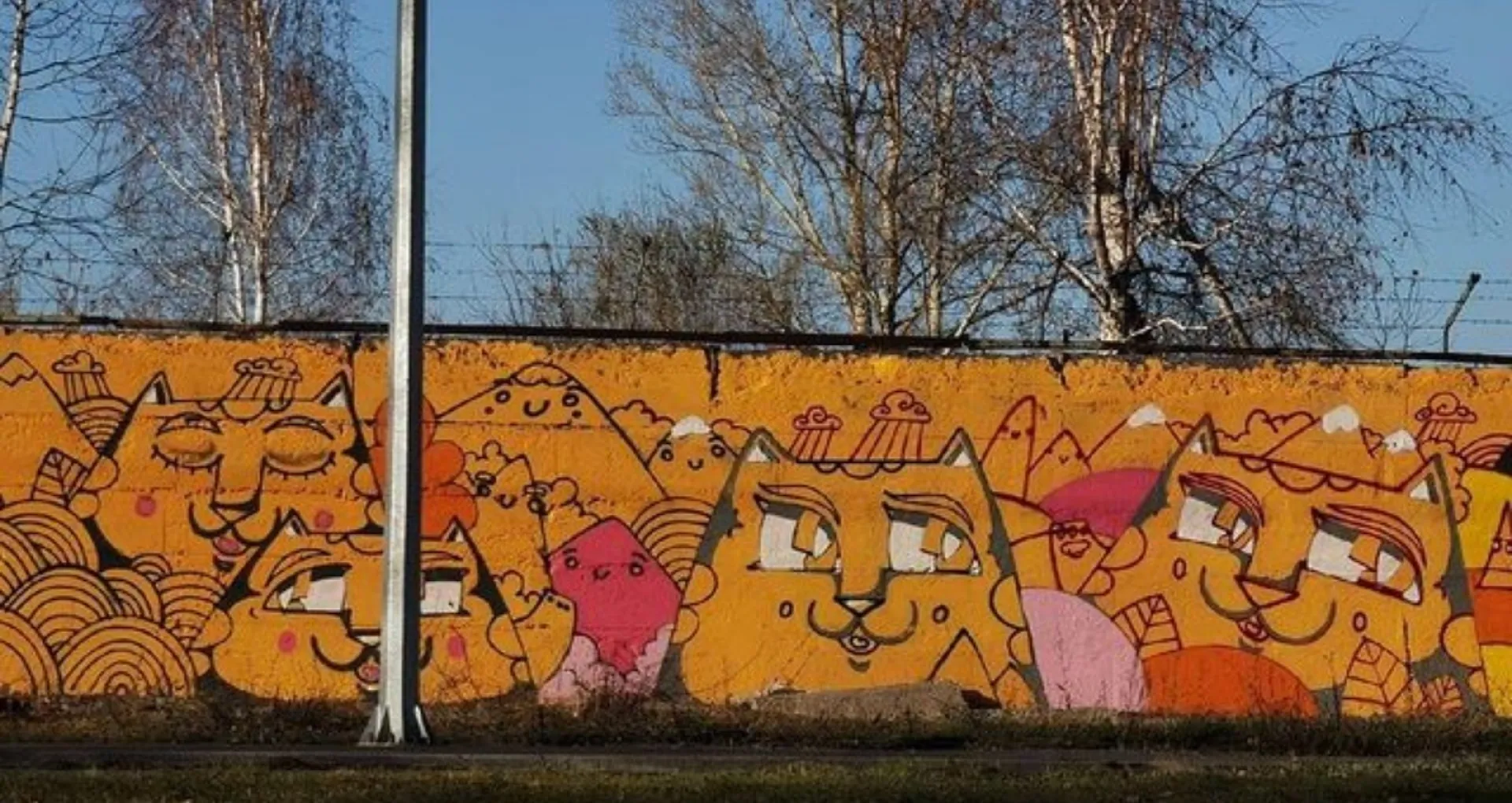 Граффити с котами украсили стену в бийском посёлке Граффити с котами украсили стену в бийском посёлке