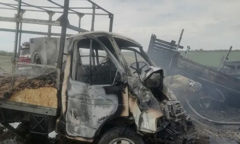 Две грузовые «газели» сгорели на трассе в Алтайском крае