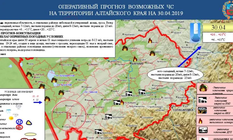 Опубликован прогноз ЧС в Алтайском крае на 30 апреля