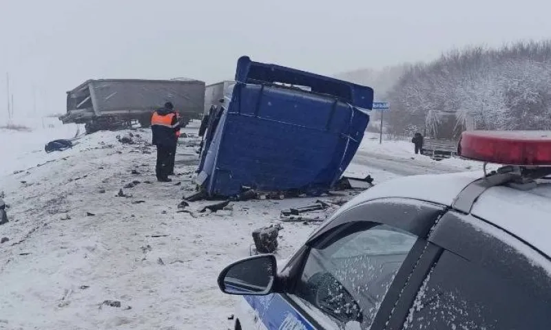 Две фуры столкнулись на трассе под Новосибирском