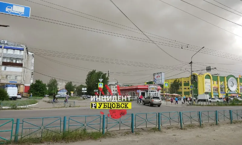 Пылевая буря и ураганный ветер обрушились на Рубцовск