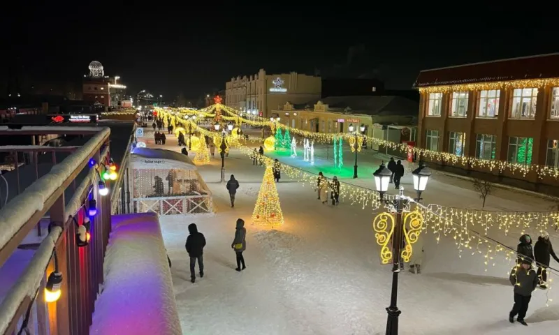 Новогодний городок начал работу на улице Мало-Тобольской в Барнауле. Фото
