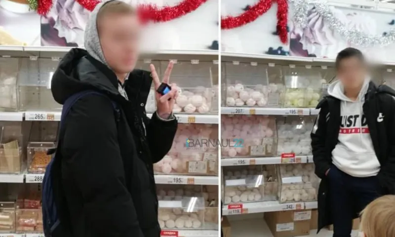 Барнаульские подростки пинали пачку макарон в супермаркете