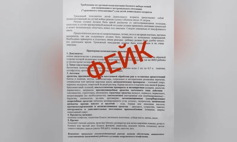 Фейк о сборе тревожного чемоданчика для детей распространился по родительским чатам Барнаула