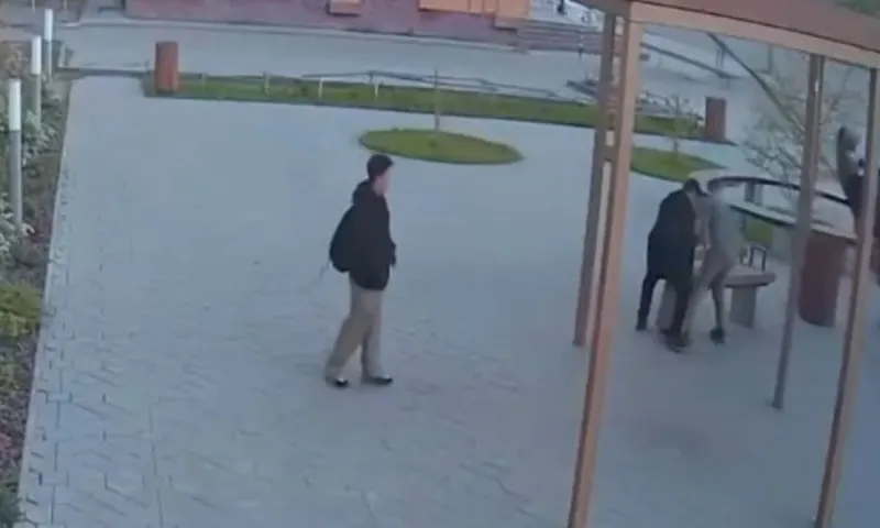 Подростки пытались сломать лавочку возле Центральной городской библиотеки в Рубцовске