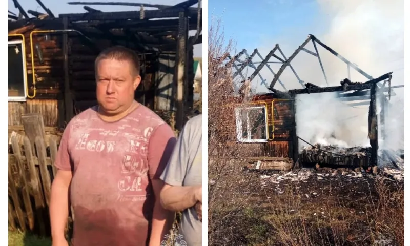 Алтайский пожарный в свой выходной спас из горящего дома целую семью 