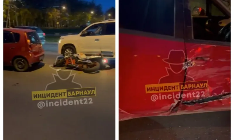 Массовое ДТП с участием мотоциклиста произошло в Барнауле