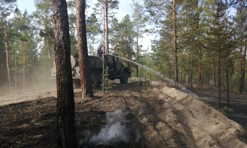 Пожарные Алтайского края борются с огнём в лесах Угловского района