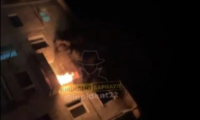 Спасатели эвакуировали 12 человек и двух кошек при пожаре на балконе дома в Барнауле