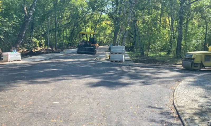 В барнаульском парке «Юбилейный» приступили к асфальтированию аллеи